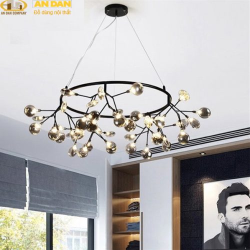 Đèn Chùm Thả Hera đen tròn 45