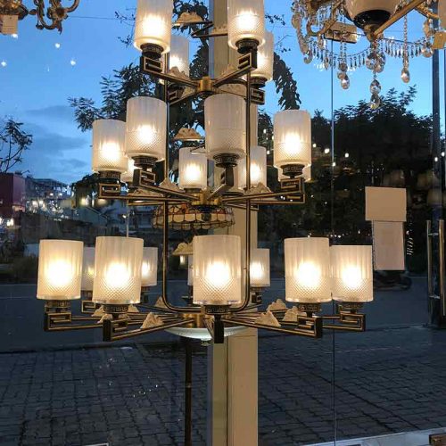 ĐÈN CHÙM THÔNG TẦNG TÂN CỔ ĐIỂN CAO CẤP 24 TAY 8312-12+8+4D